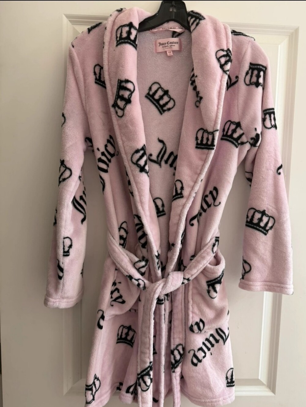 Juicy Couture Pink Crown Print Plush Bathrobe NWOT✨